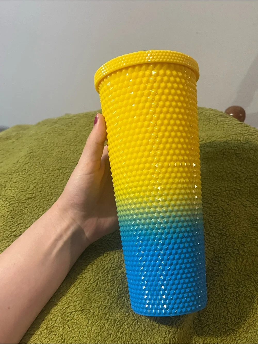 Disney Mickey Mouse studded ombre tumbler cup blue/yellow. 24oz